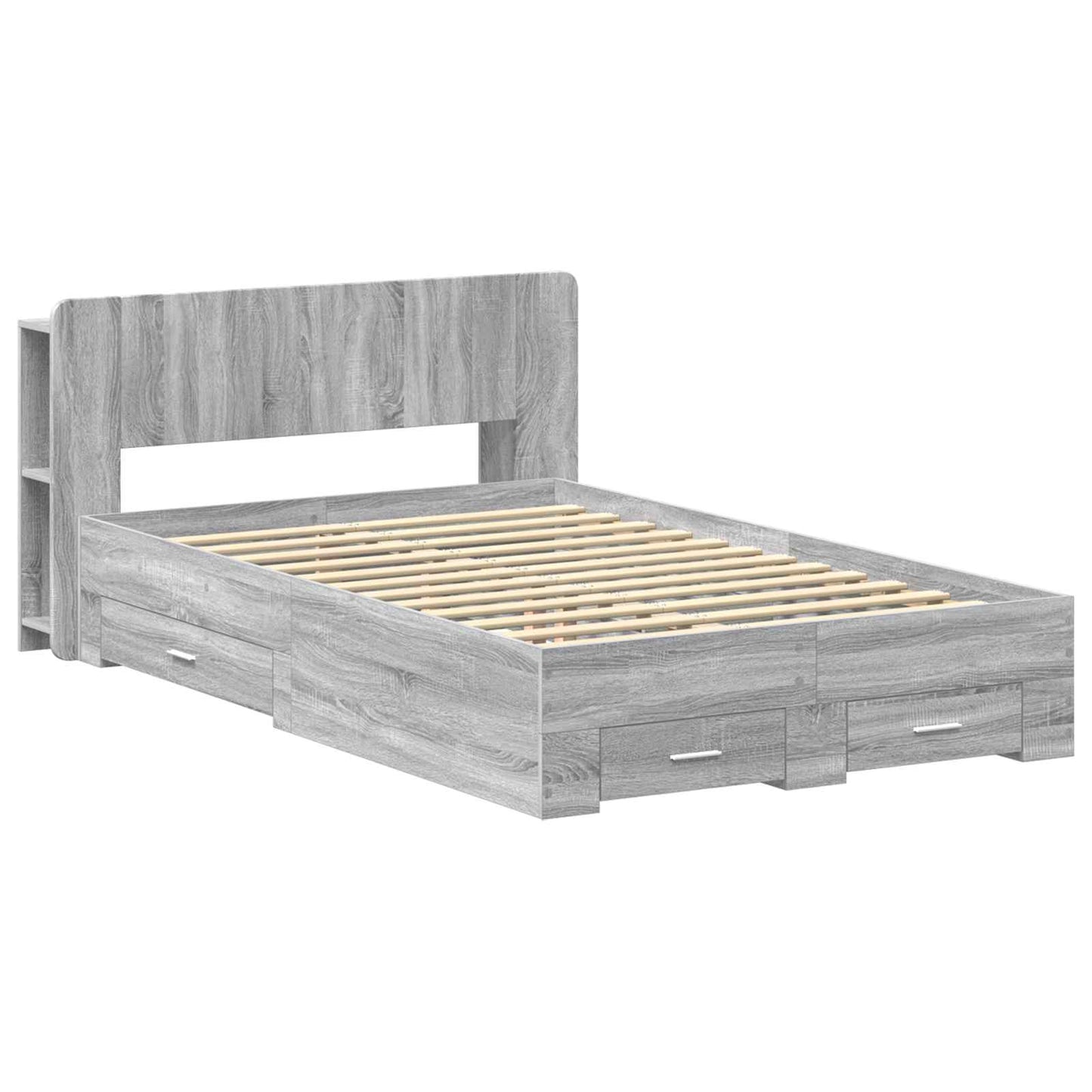 Bed Frame with Storage Grey Sonoma 120 x 190 cm Engineered Wood