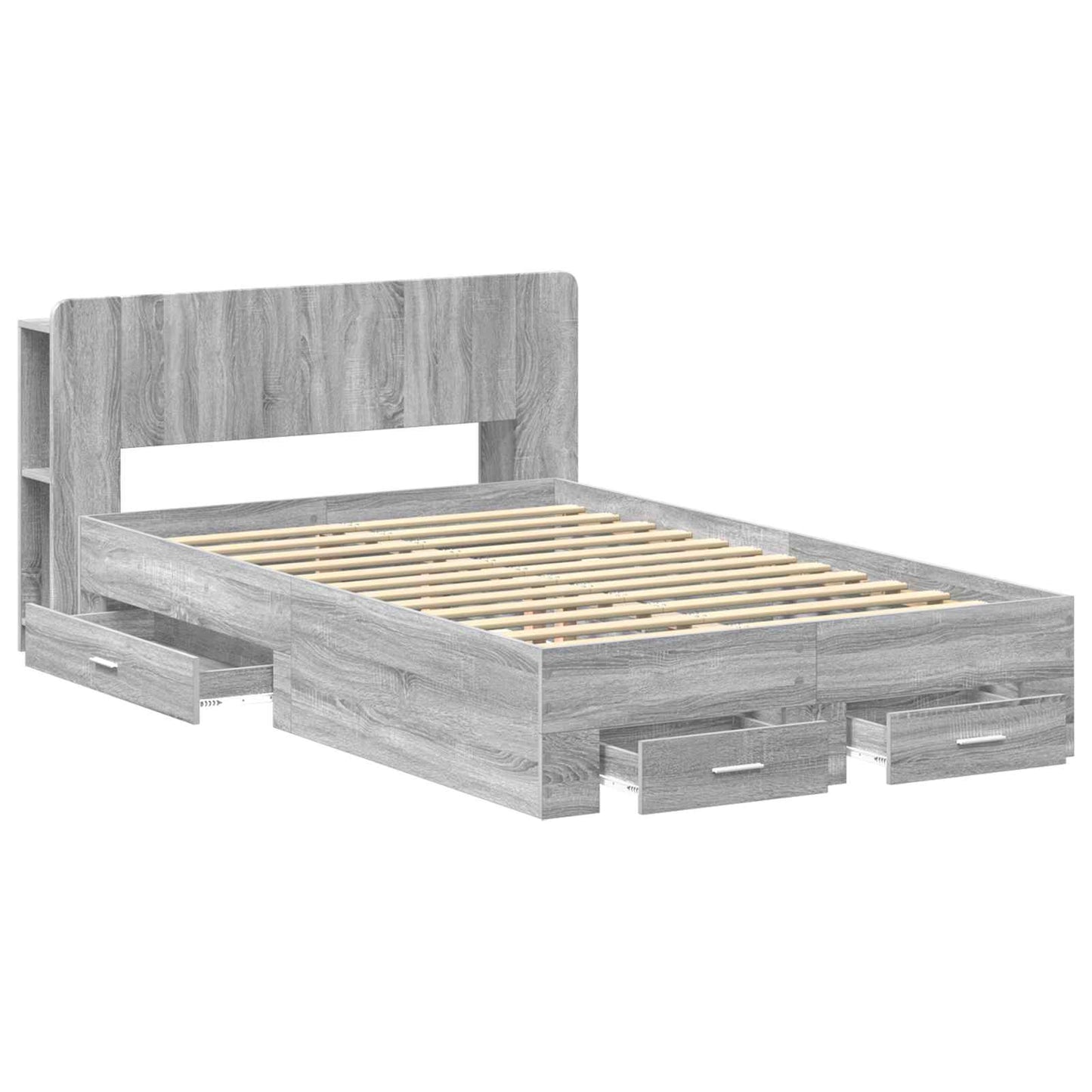 Bed Frame with Storage Grey Sonoma 120 x 190 cm Engineered Wood