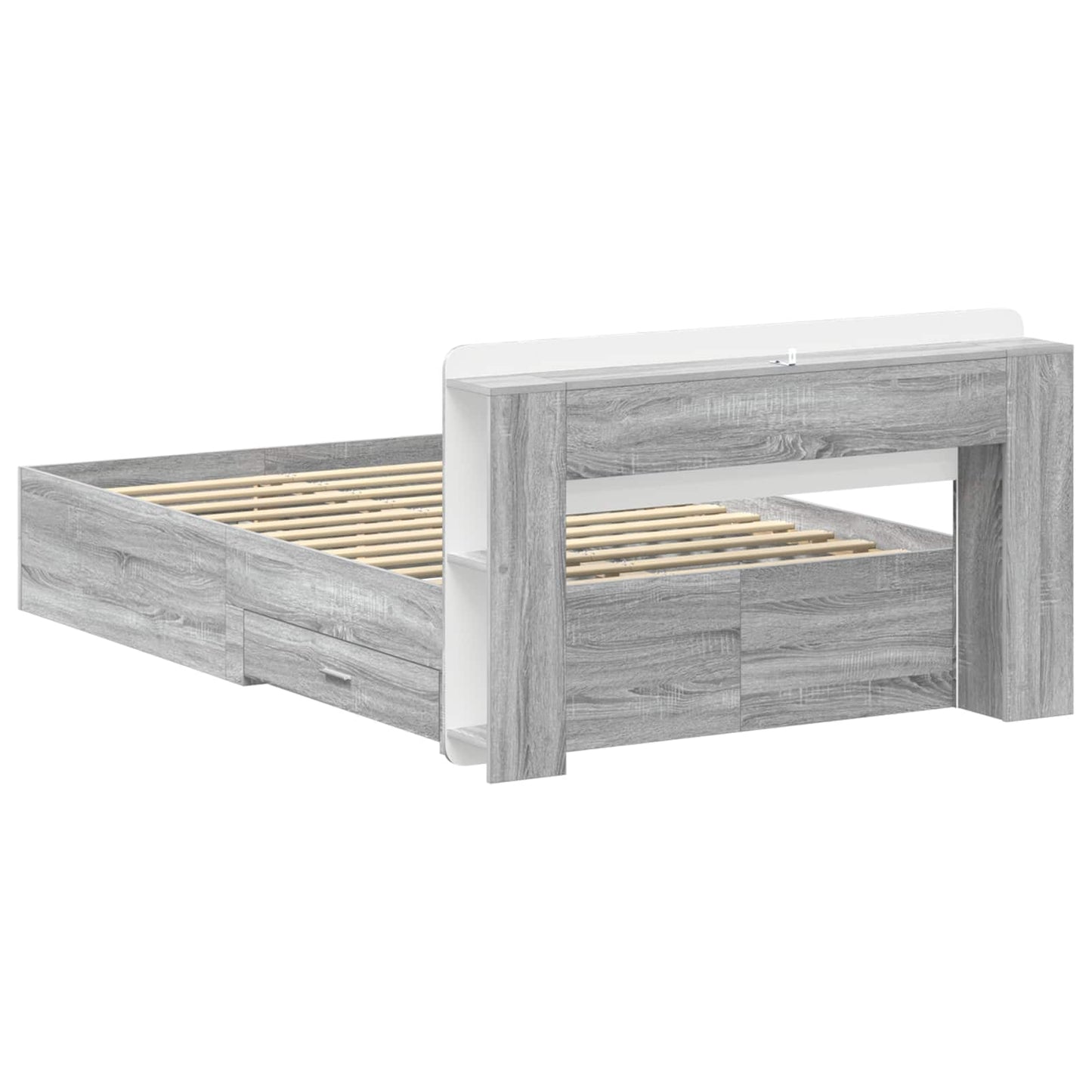 Bed Frame with Storage Grey Sonoma 120 x 190 cm Engineered Wood