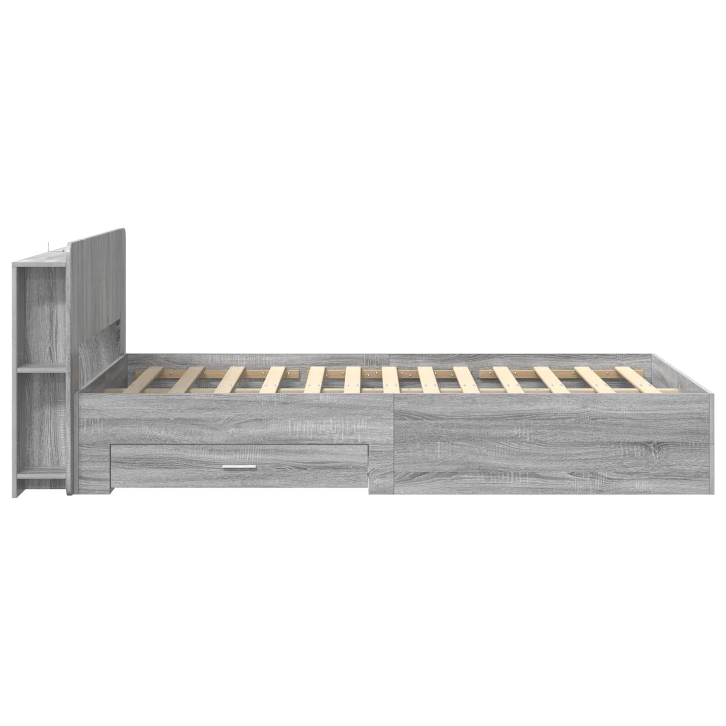 Bed Frame with Storage Grey Sonoma 120 x 190 cm Engineered Wood