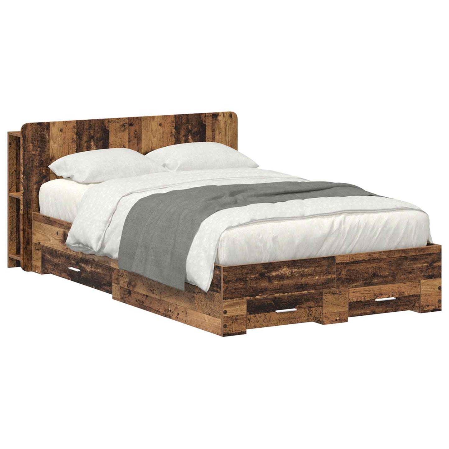 Bed Frame with Storage Old Wood 120 x 190 cm Engineered Wood