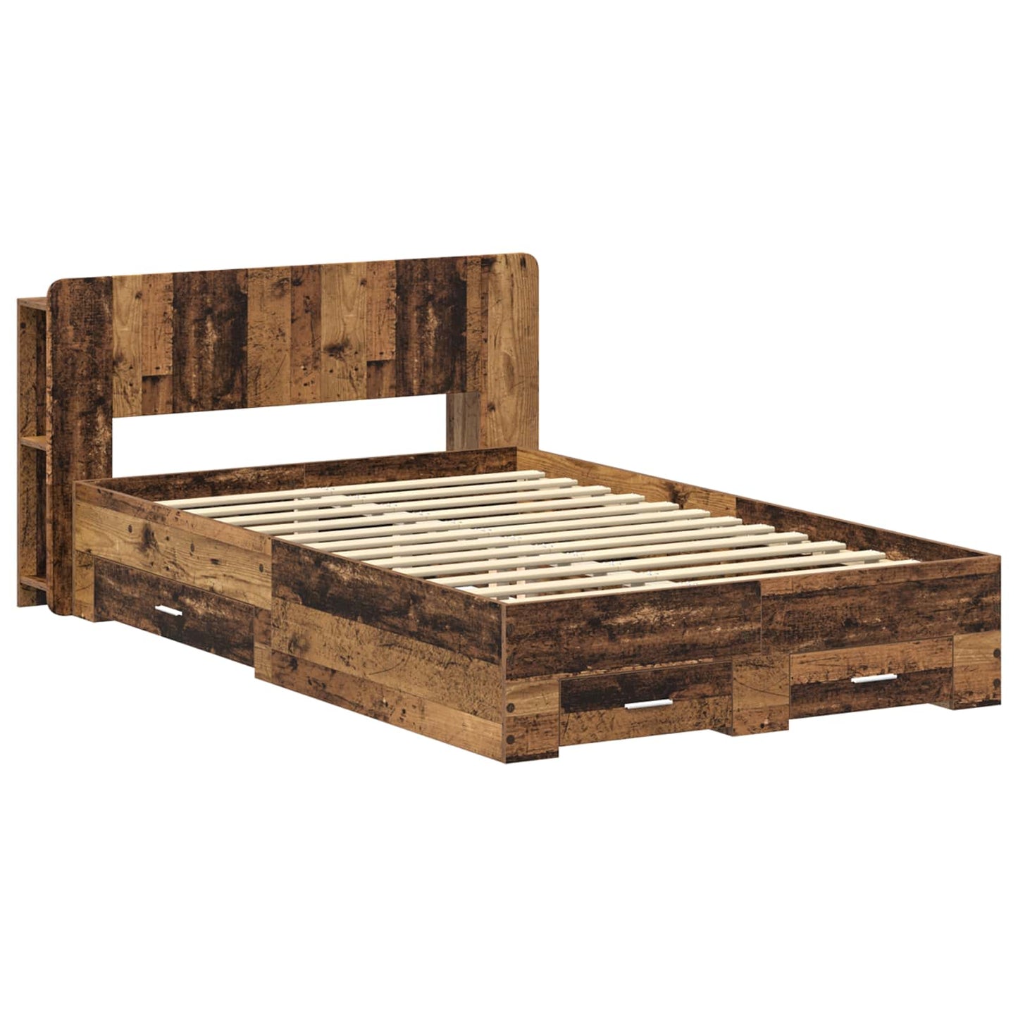 Bed Frame with Storage Old Wood 120 x 190 cm Engineered Wood