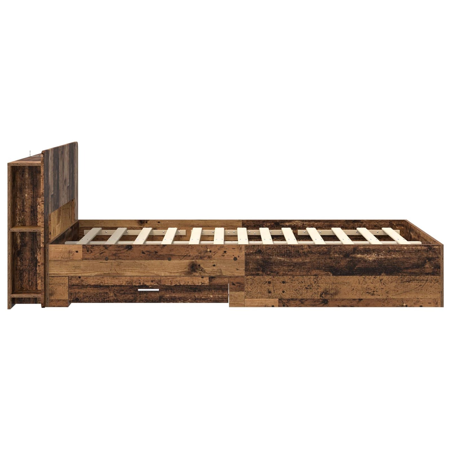Bed Frame with Storage Old Wood 120 x 190 cm Engineered Wood