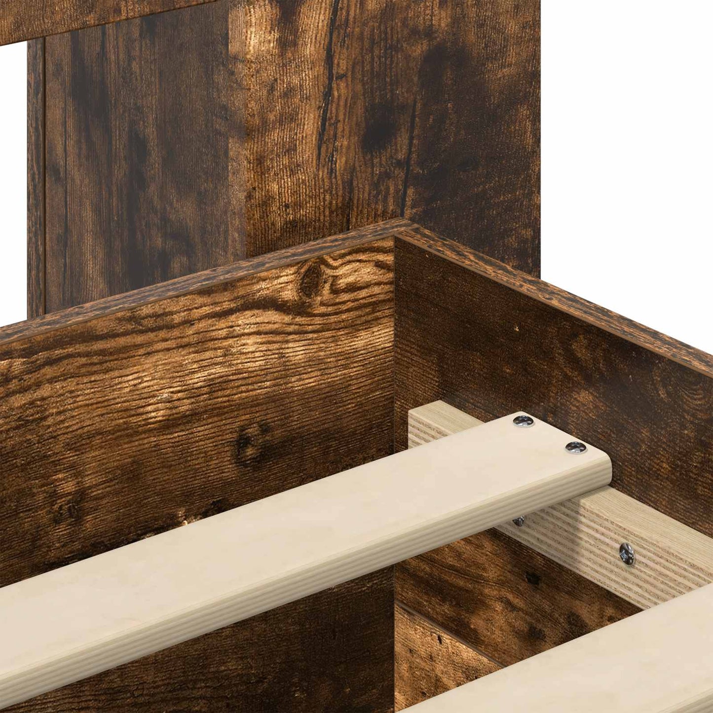 Bed Frame with Storage Smoked Oak 120 x 190 cm Engineered Wood