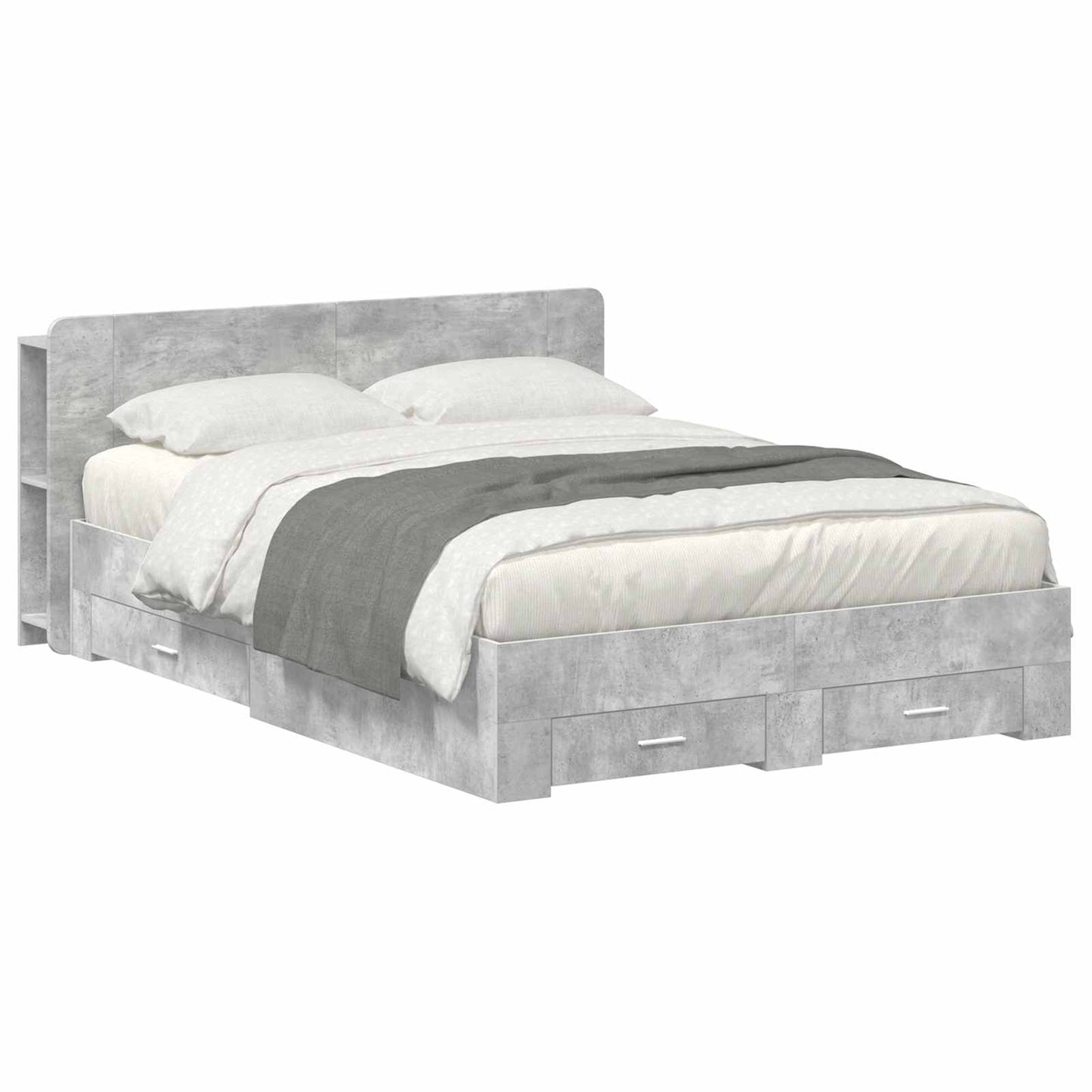 Bed Frame with Storage Concrete Grey 150 x 200 cm