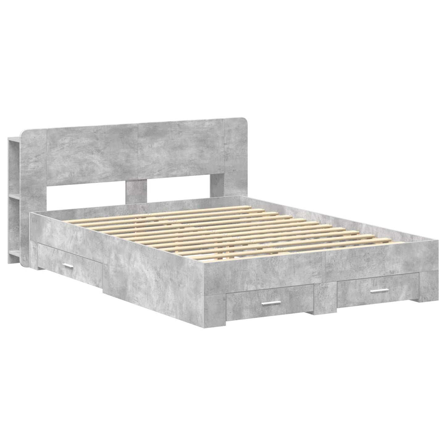 Bed Frame with Storage Concrete Grey 150 x 200 cm