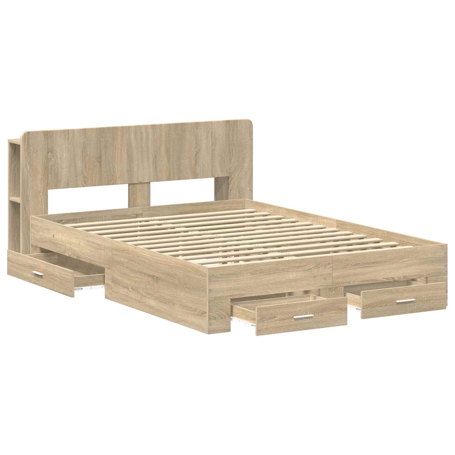 Bed Frame with Storage Sonoma Oak 150 x 200 cm Engineered Wood