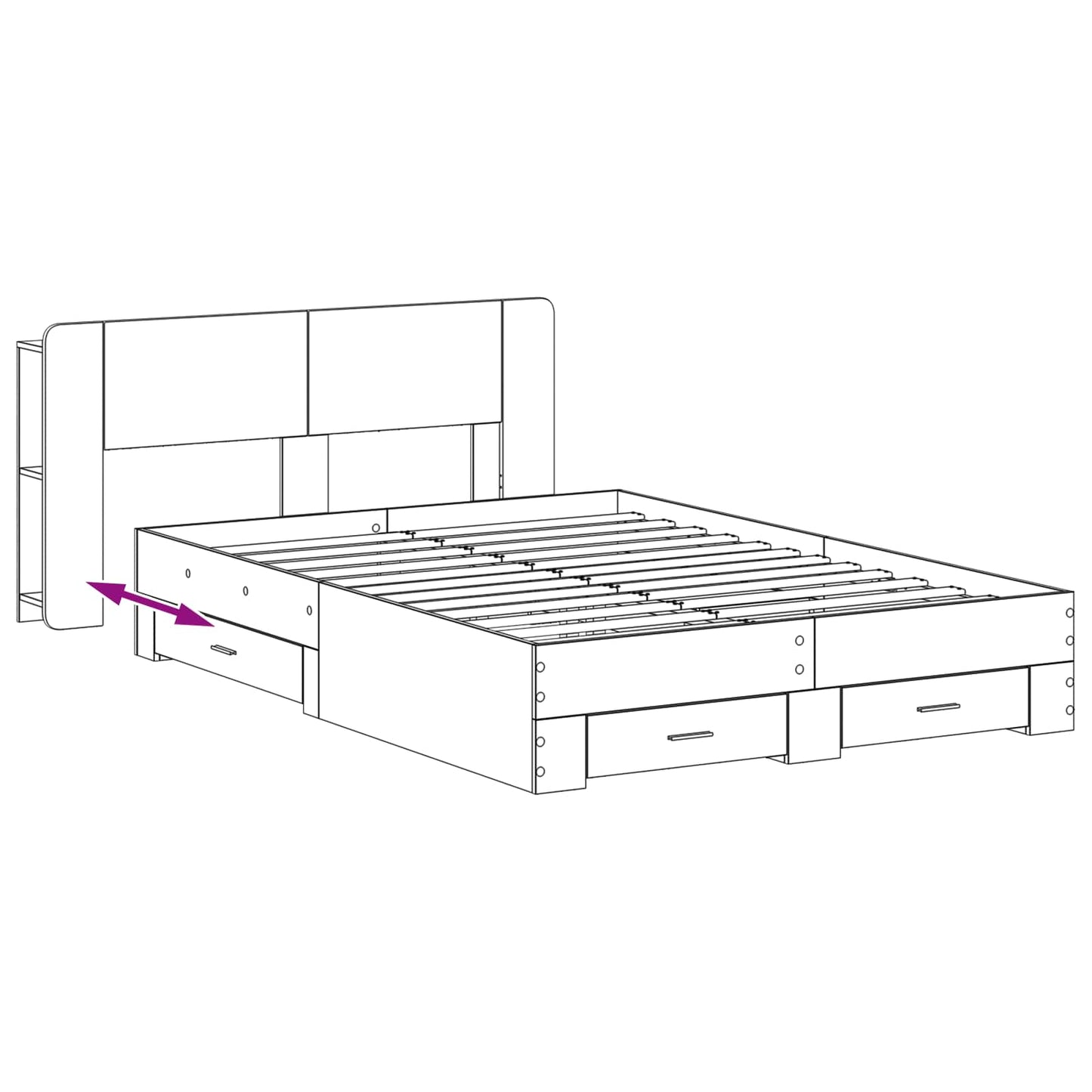 Bed Frame with Storage Sonoma Oak 150 x 200 cm Engineered Wood