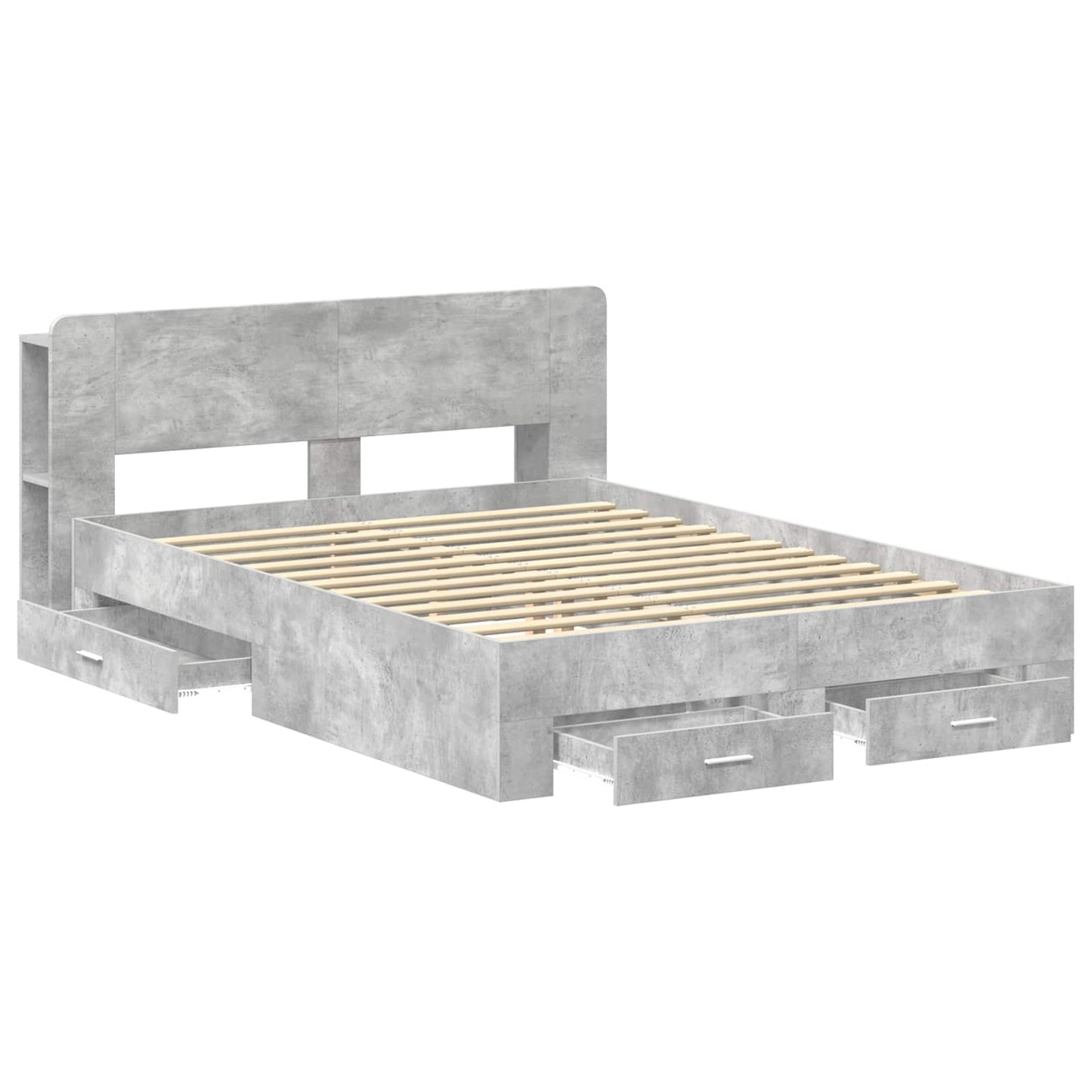 Bed Frame with Storage Concrete Grey 160 x 200 cm