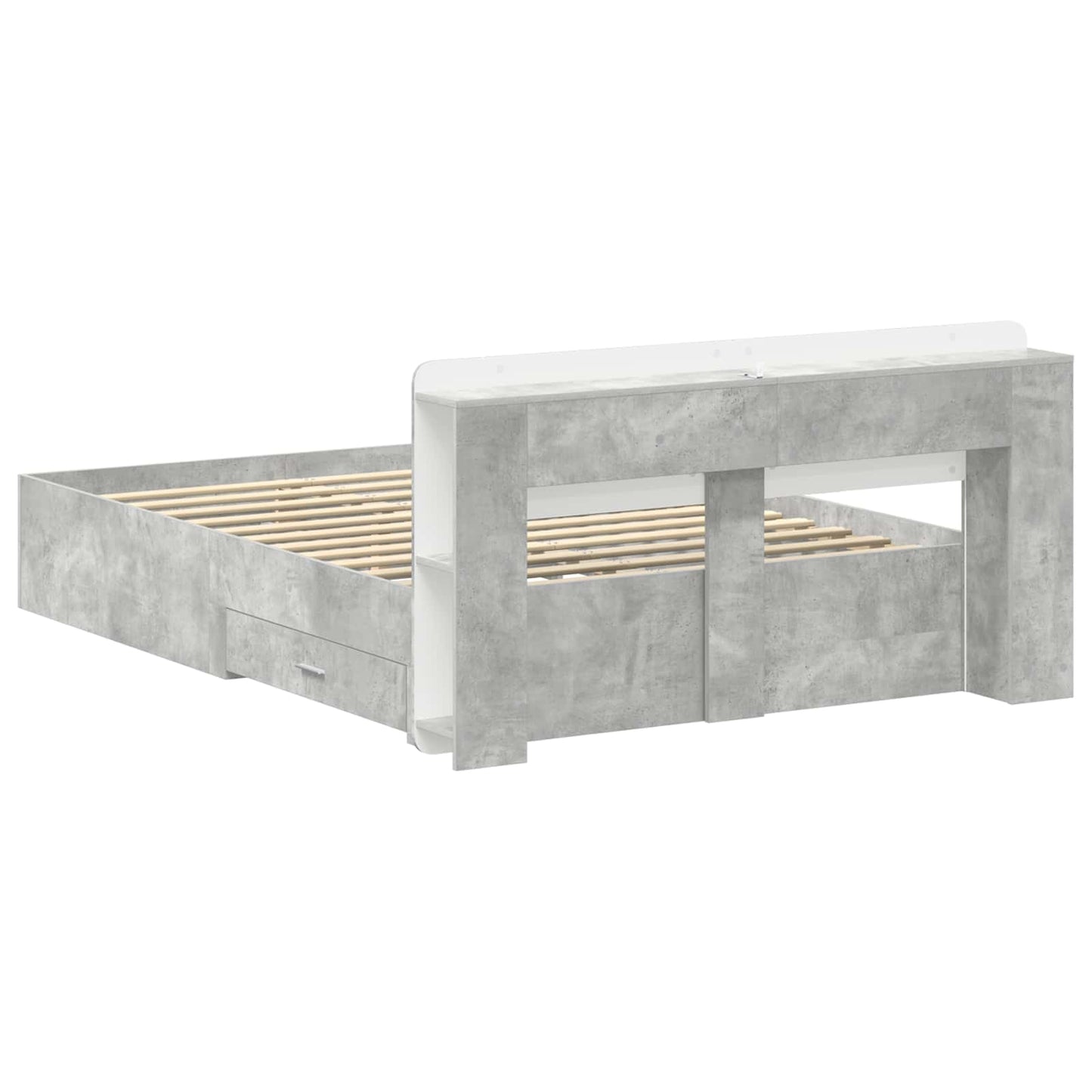 Bed Frame with Storage Concrete Grey 160 x 200 cm
