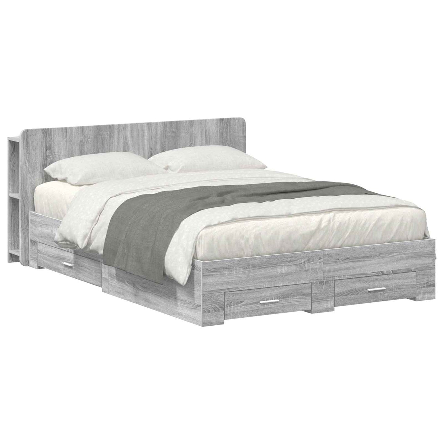 Bed Frame with Storage Grey Sonoma 160 x 200 cm Engineered Wood
