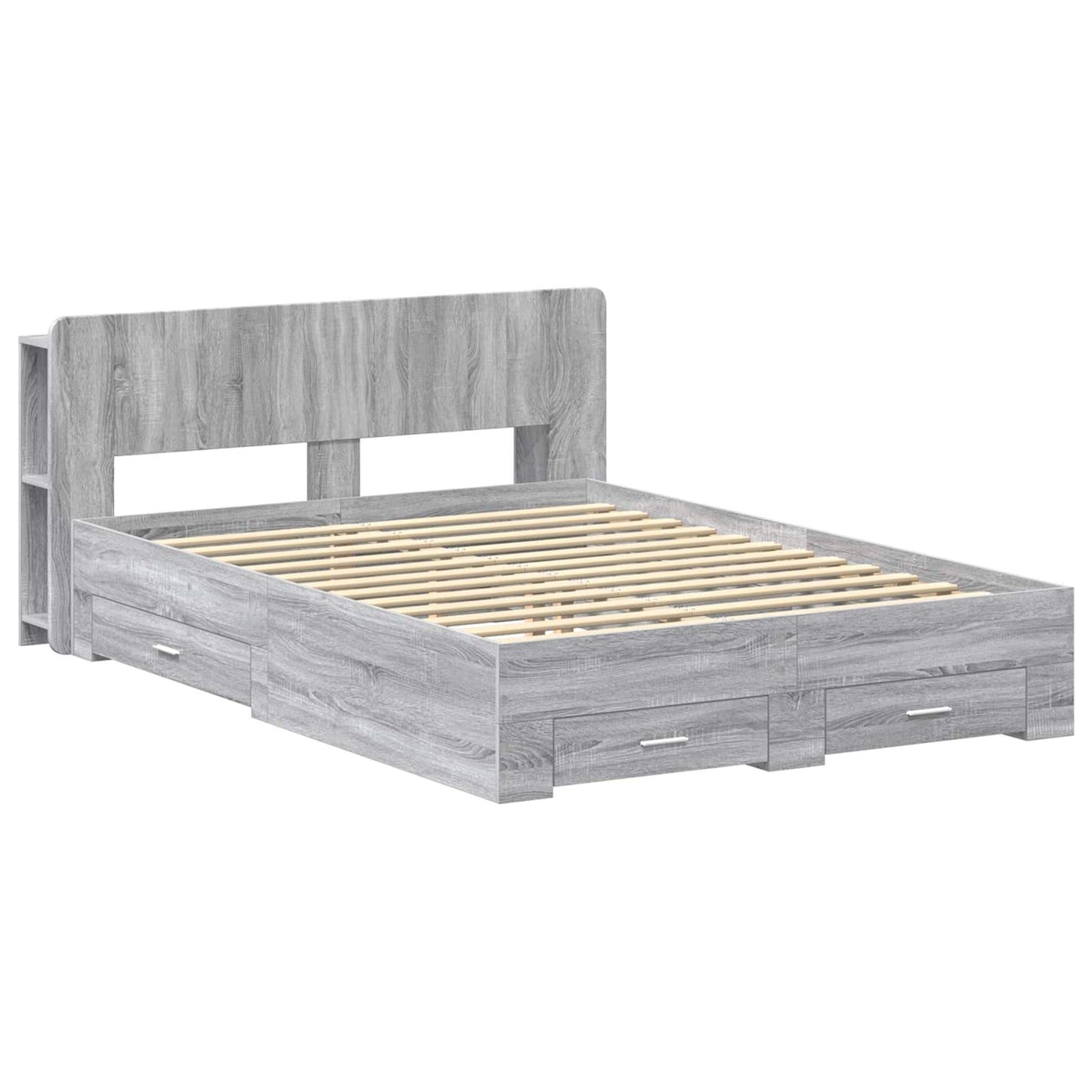 Bed Frame with Storage Grey Sonoma 160 x 200 cm Engineered Wood