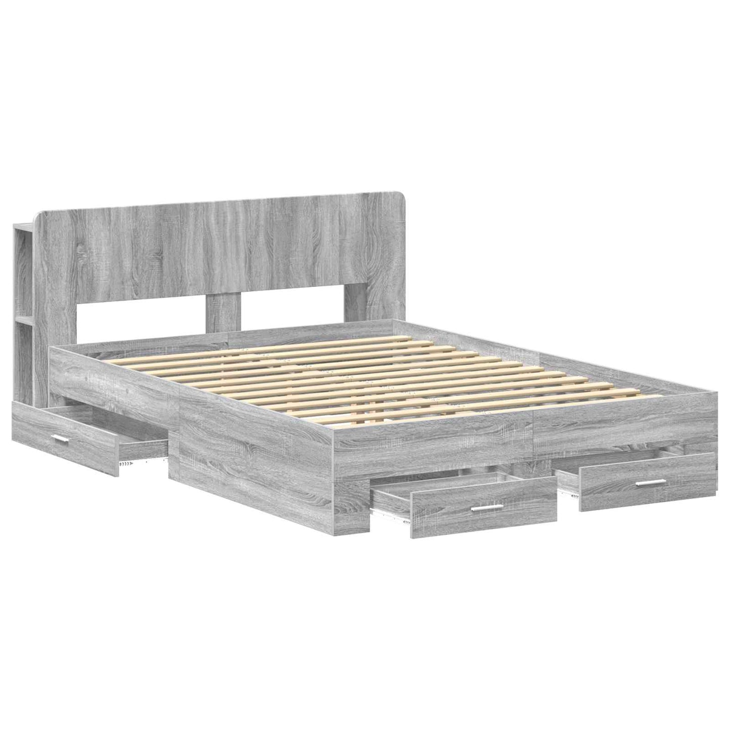 Bed Frame with Storage Grey Sonoma 160 x 200 cm Engineered Wood
