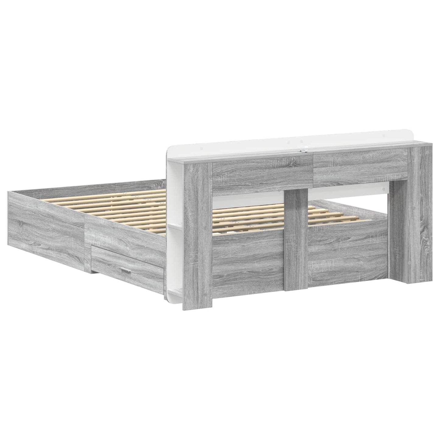 Bed Frame with Storage Grey Sonoma 160 x 200 cm Engineered Wood