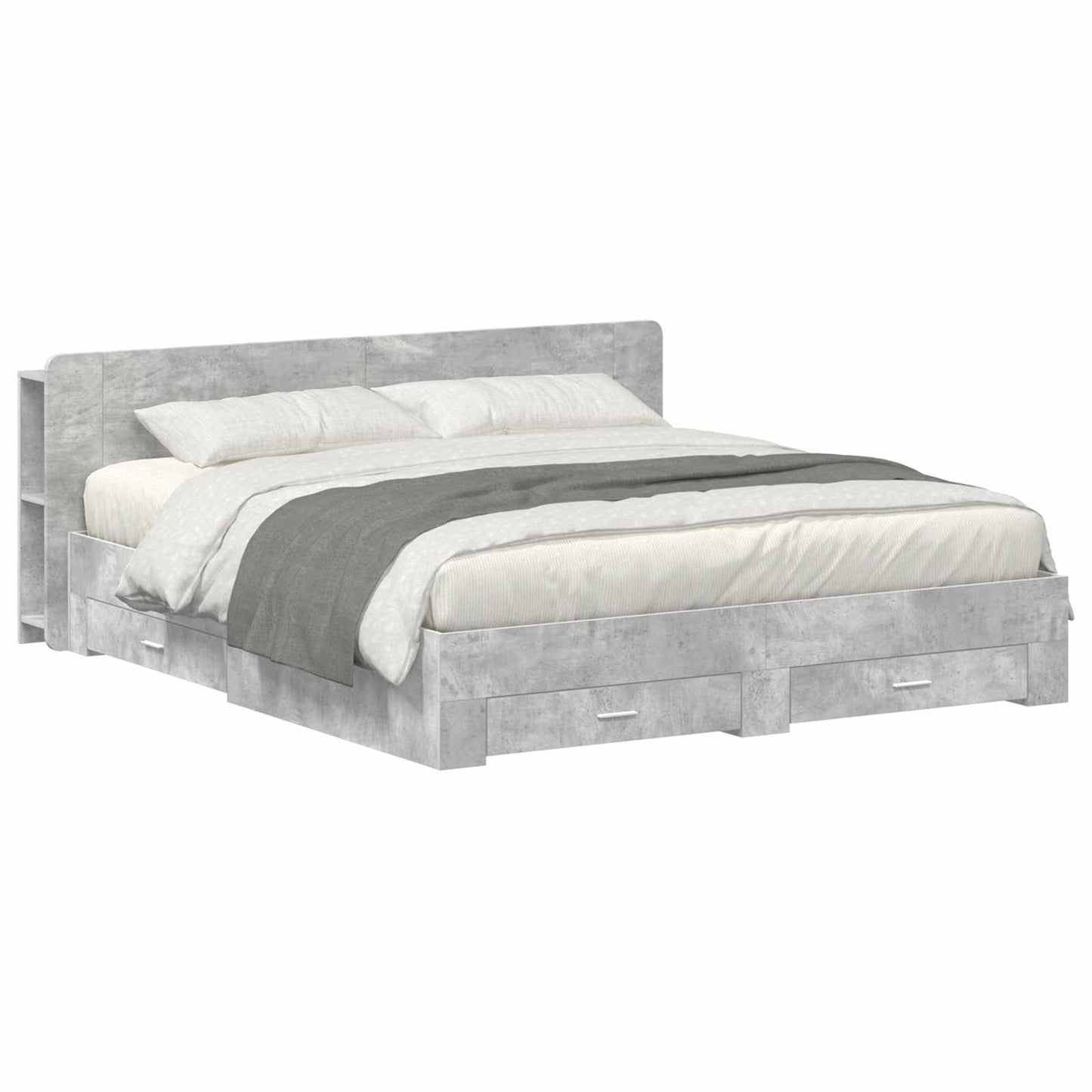 Bed Frame with Storage Concrete Grey 200 x 200 cm