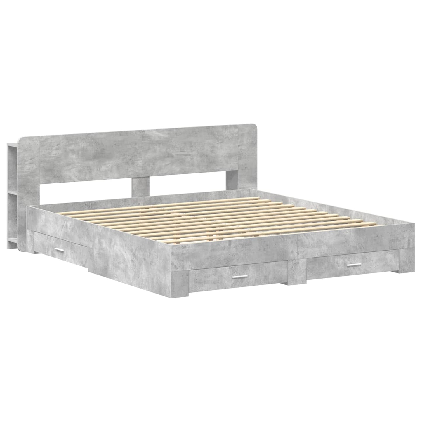 Bed Frame with Storage Concrete Grey 200 x 200 cm