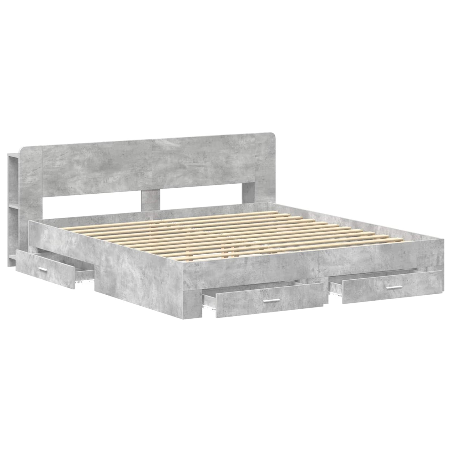 Bed Frame with Storage Concrete Grey 200 x 200 cm