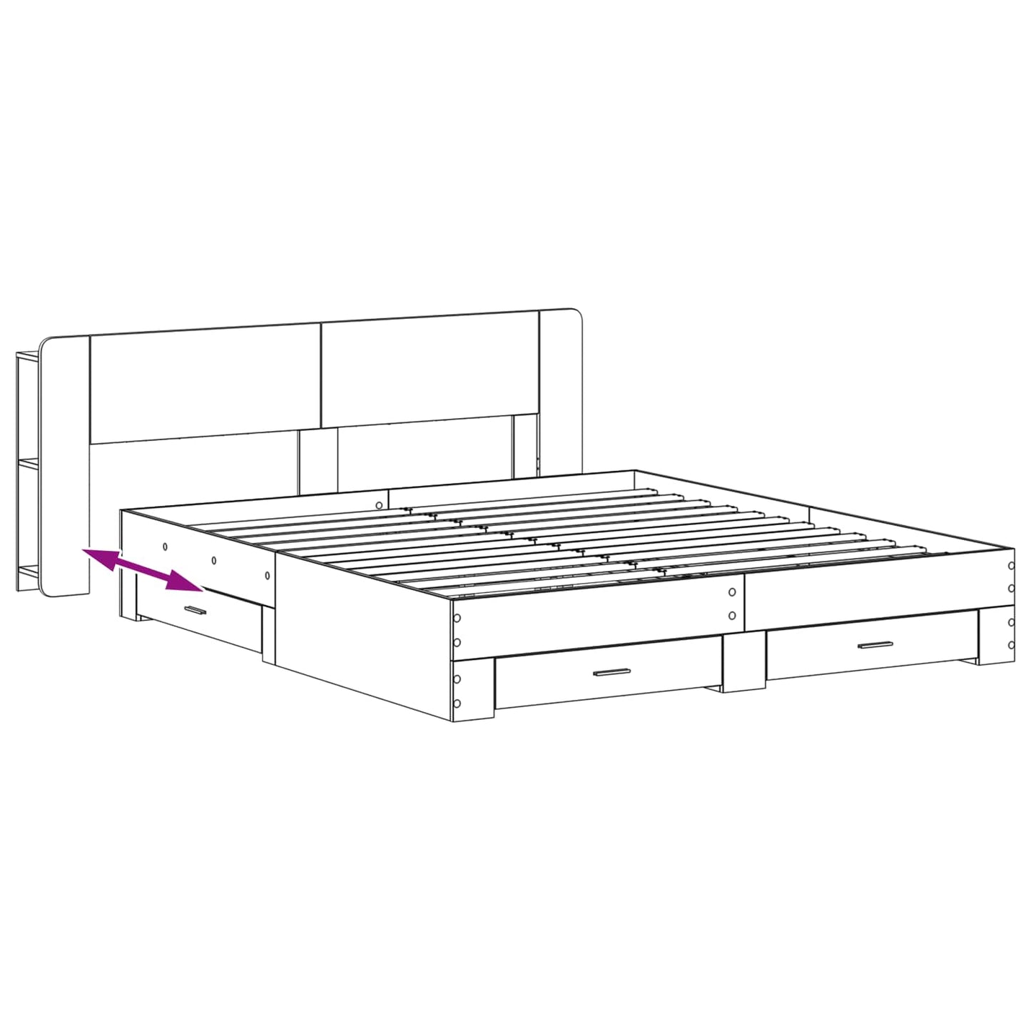 Bed Frame with Storage Concrete Grey 200 x 200 cm