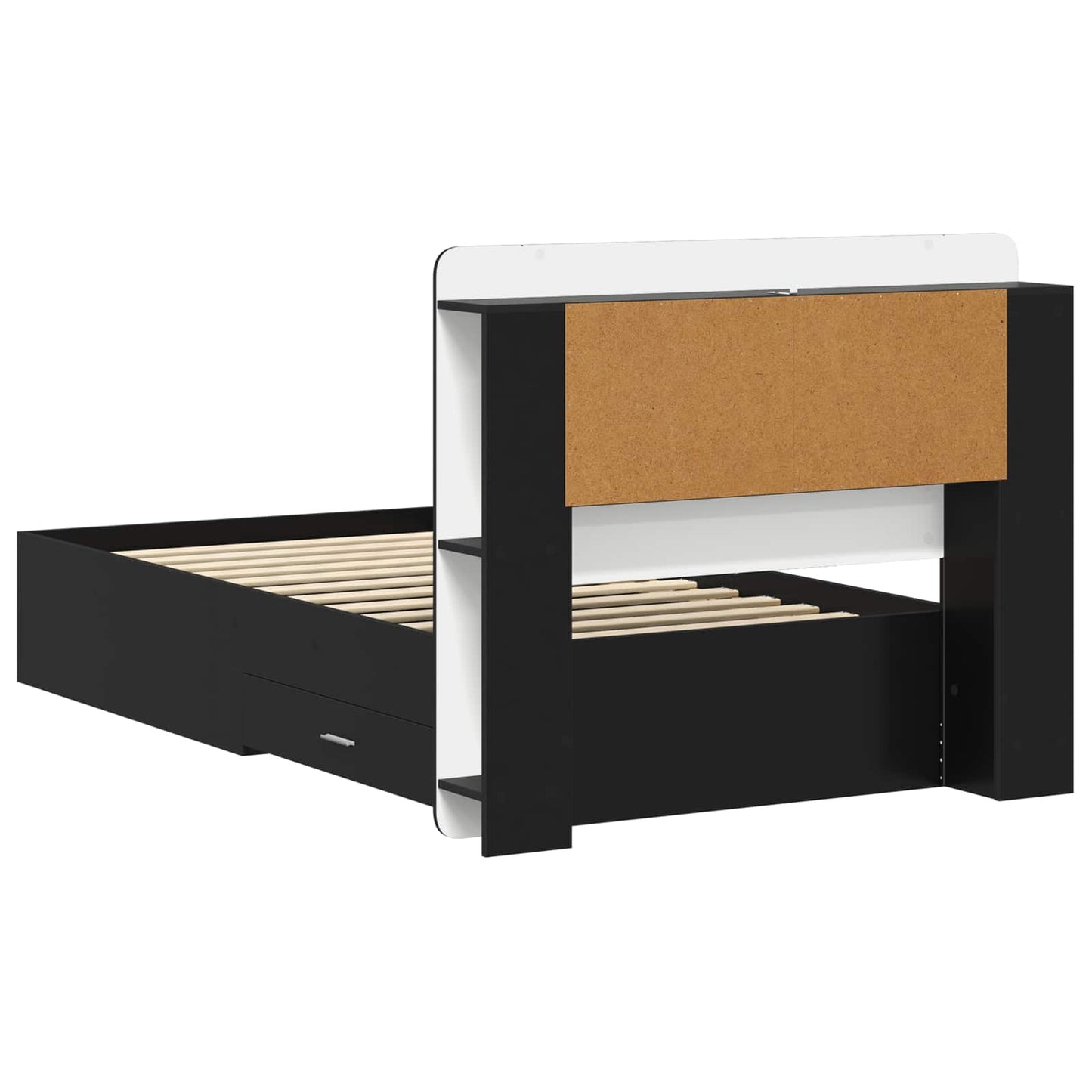 Bed Frame with Storage Black 75 x 190 cm Engineered Wood