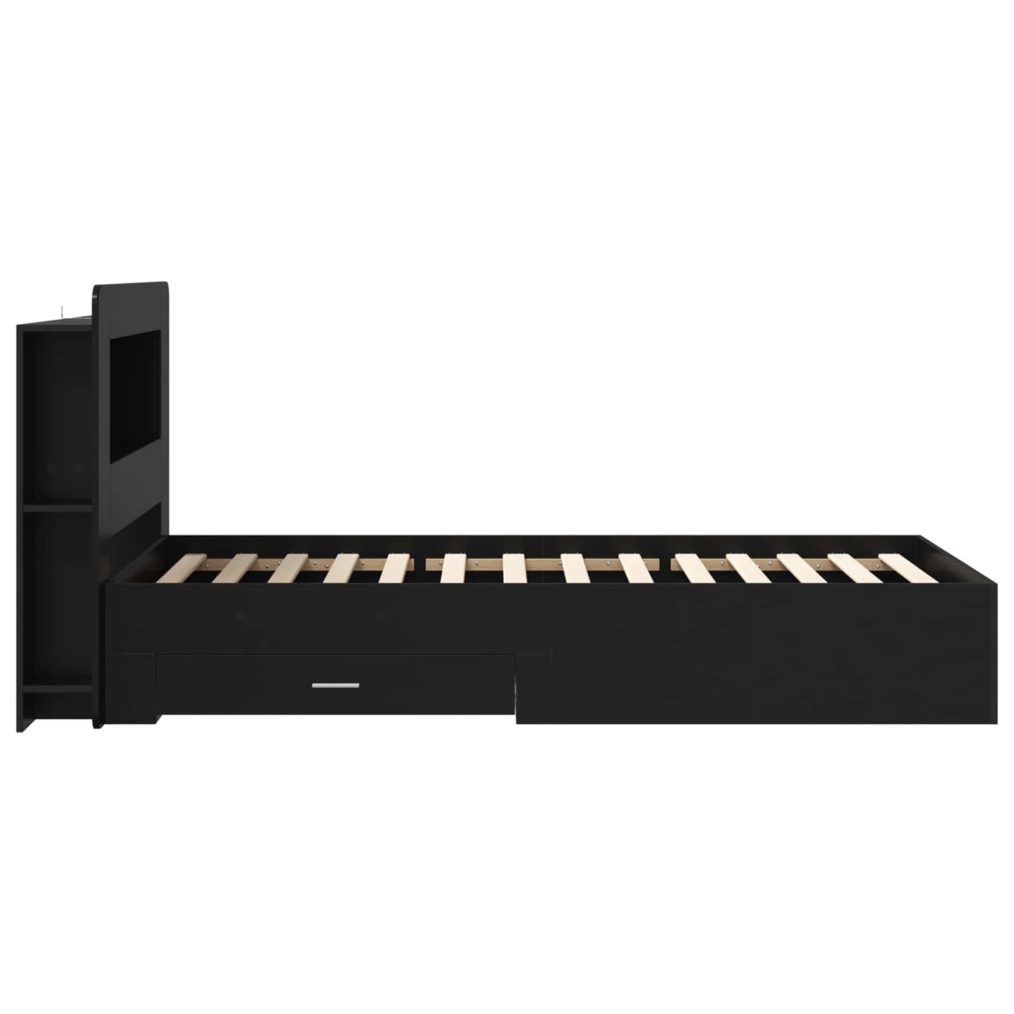 Bed Frame with Storage Black 75 x 190 cm Engineered Wood