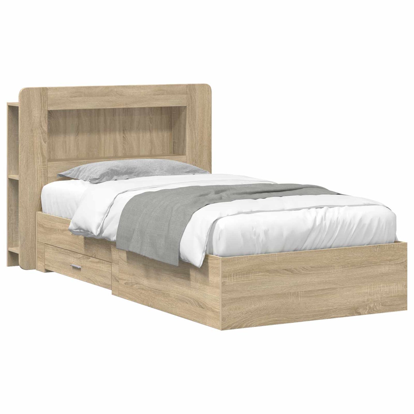 Bed Frame with Storage Sonoma Oak 75 x 190 cm Engineered Wood