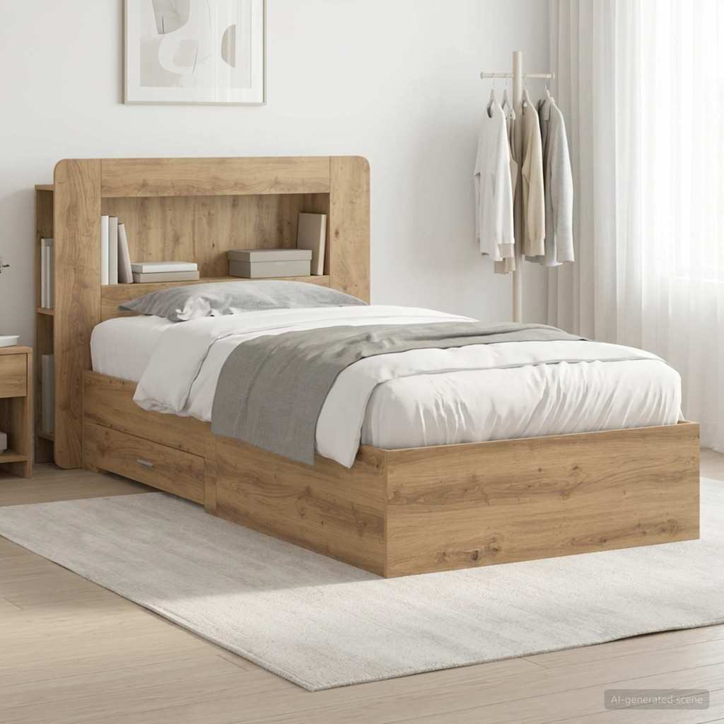 Bed Frame with Storage Artisan Oak 80 x 200 cm Engineered Wood