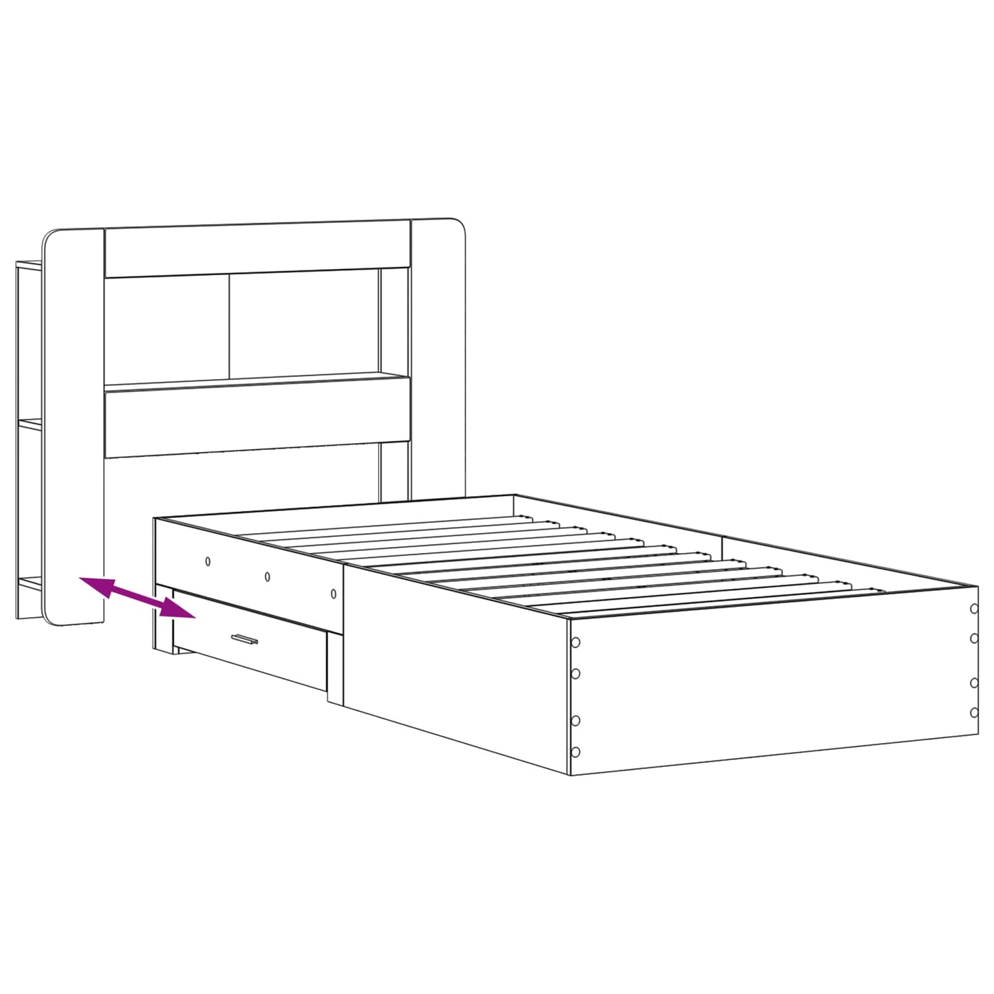 Bed Frame with Storage Artisan Oak 80 x 200 cm Engineered Wood