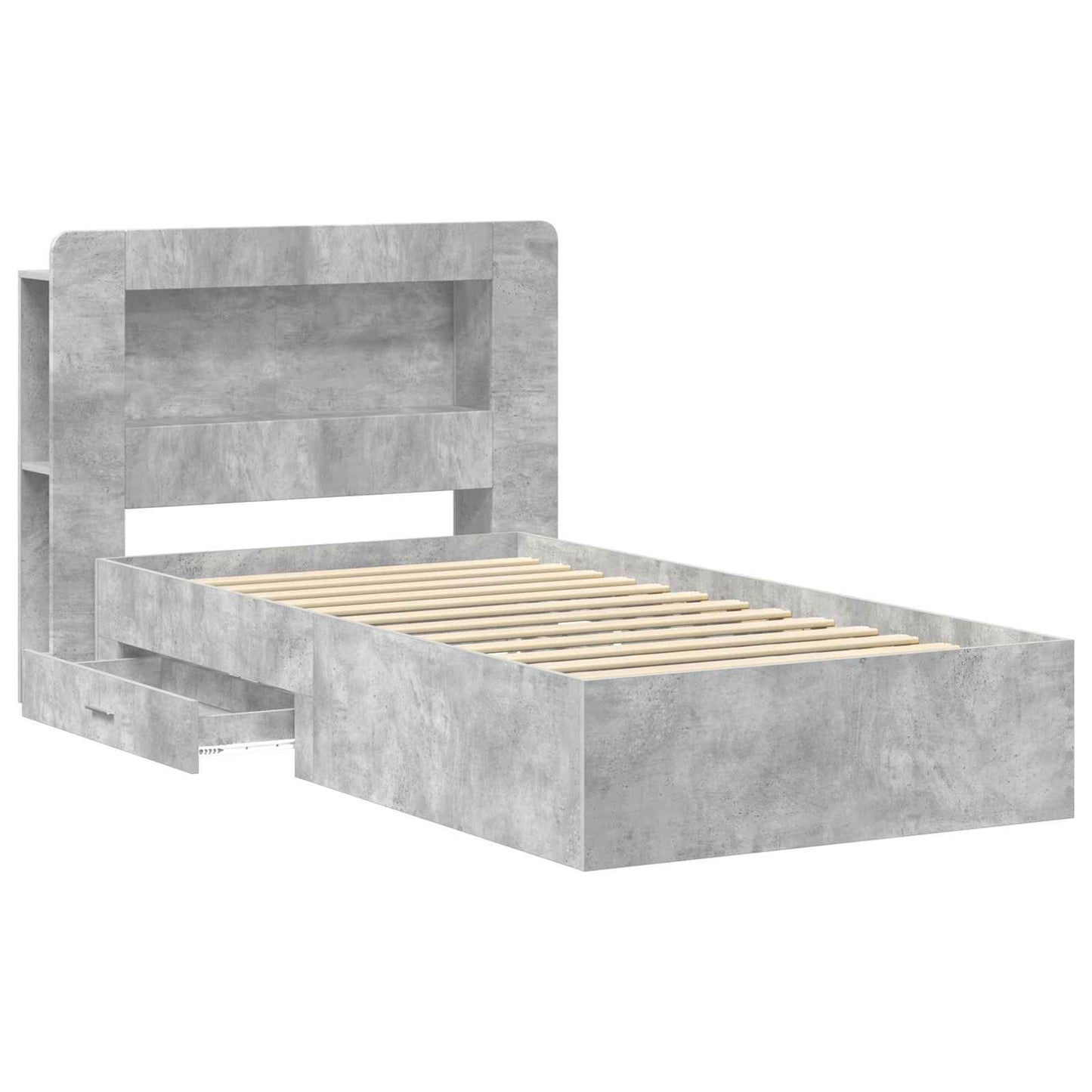 Bed Frame with Storage with Headboard Concrete Grey 80 x 200 cm