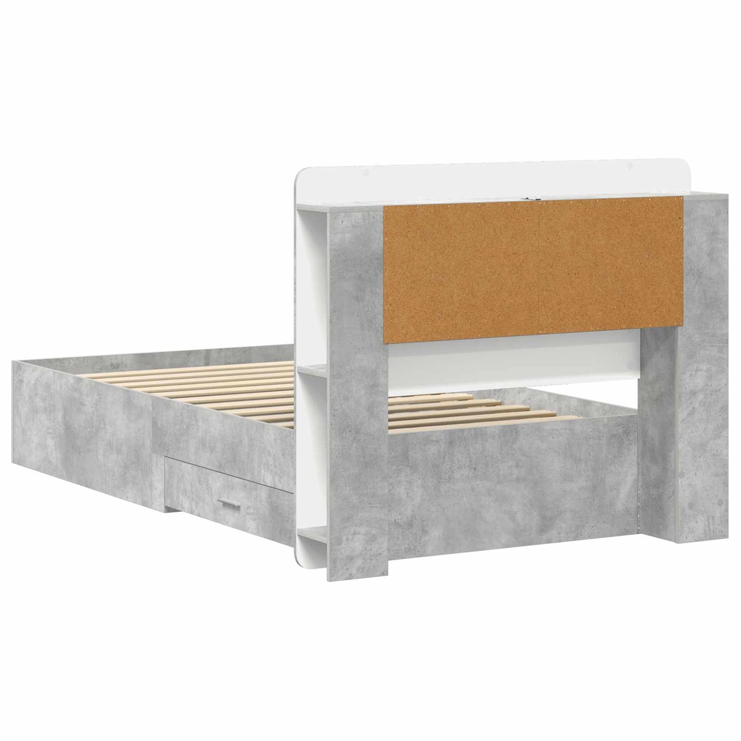 Bed Frame with Storage with Headboard Concrete Grey 80 x 200 cm