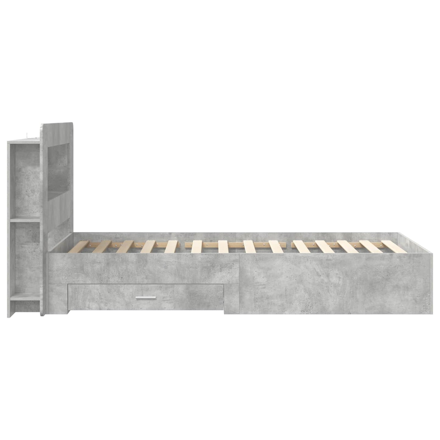 Bed Frame with Storage with Headboard Concrete Grey 80 x 200 cm
