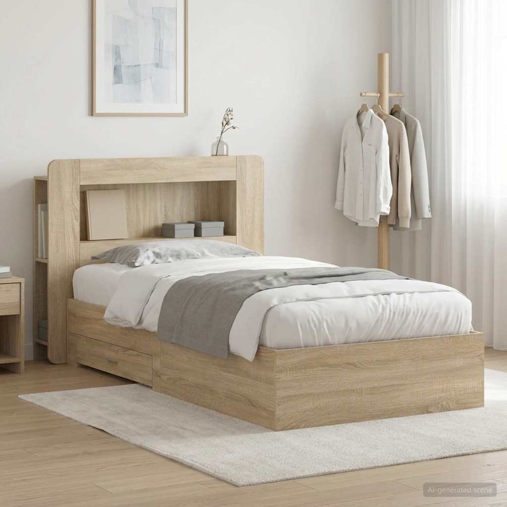 Bed Frame with Storage Sonoma Oak 80 x 200 cm Engineered Wood
