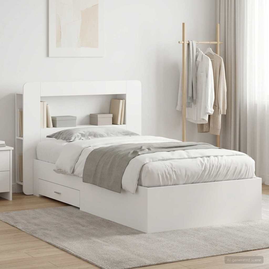 Bed Frame with Storage White 80 x 200 cm Engineered Wood