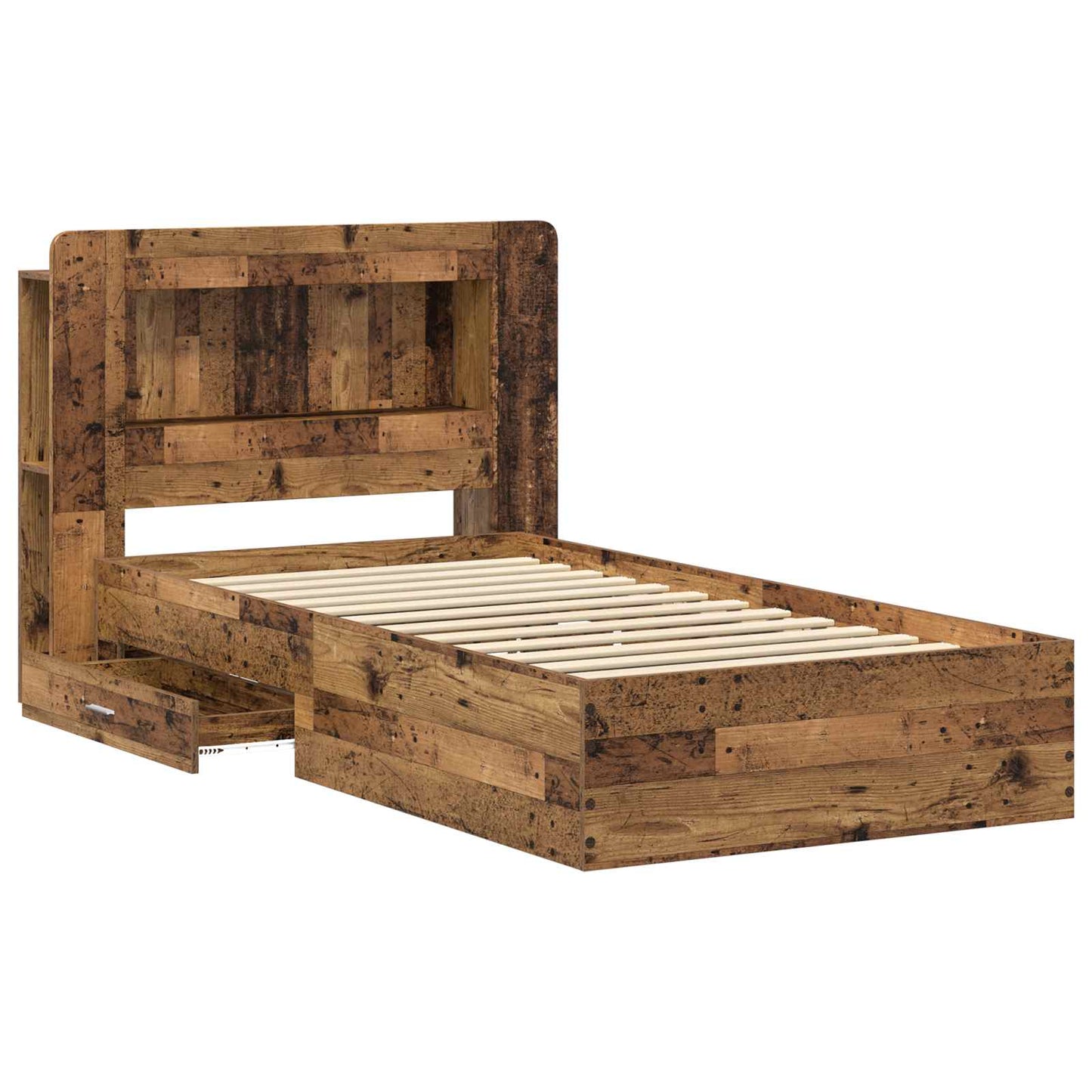 Bed Frame with Storage Old Wood 90 x 190 cm Engineered Wood