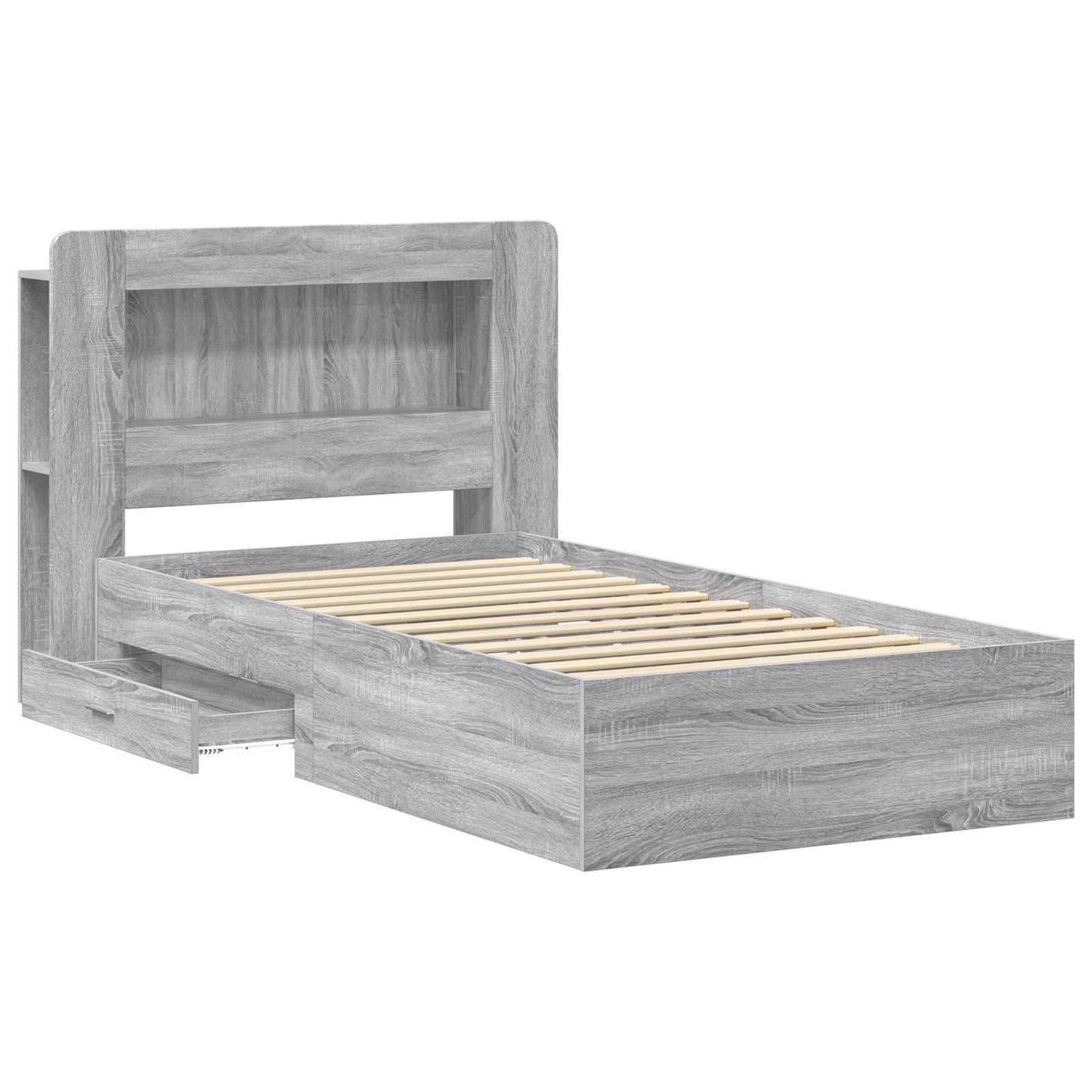 Bed Frame with Storage Grey Sonoma 100 x 200 cm Engineered Wood