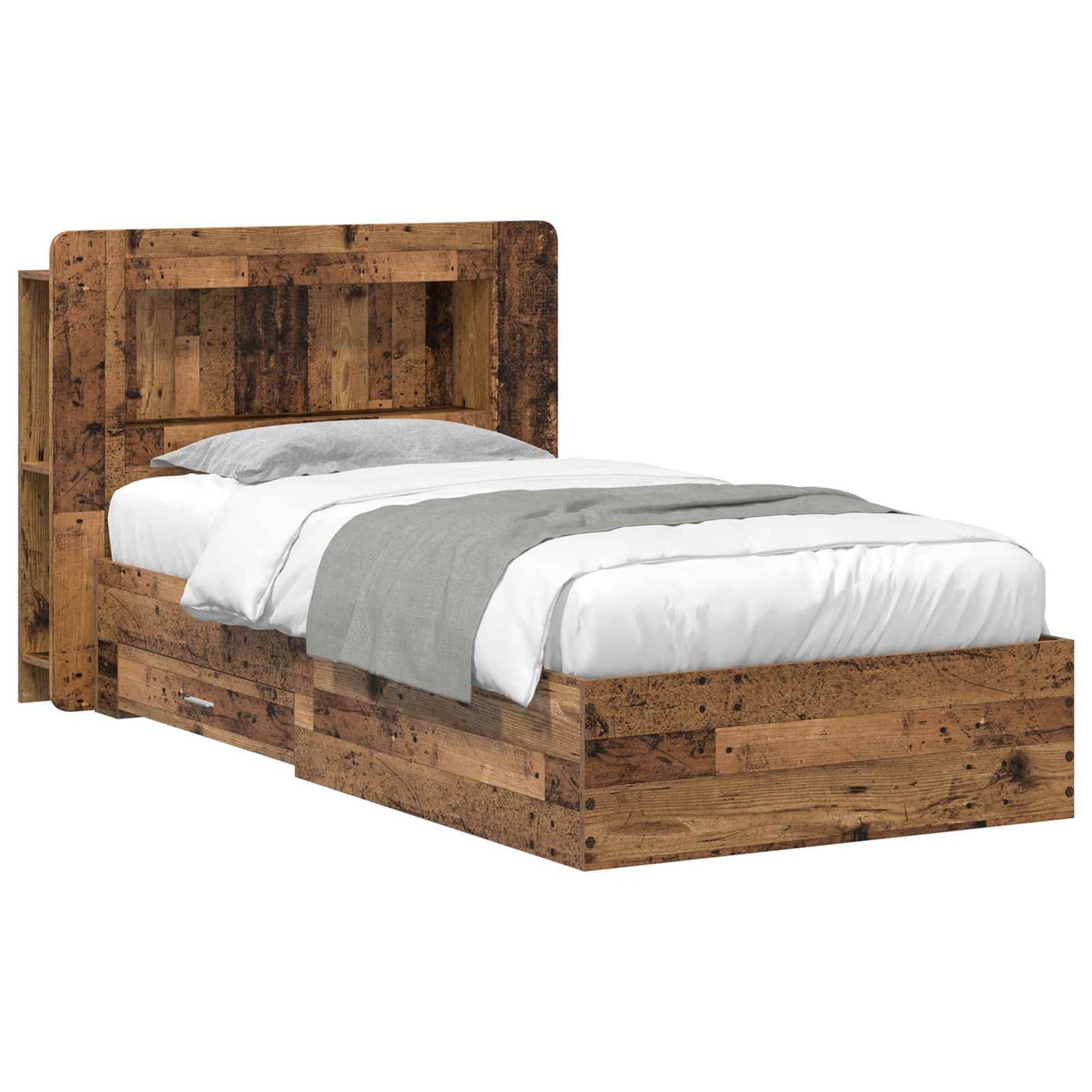 Bed Frame with Storage Old Wood 100 x 200 cm Engineered Wood