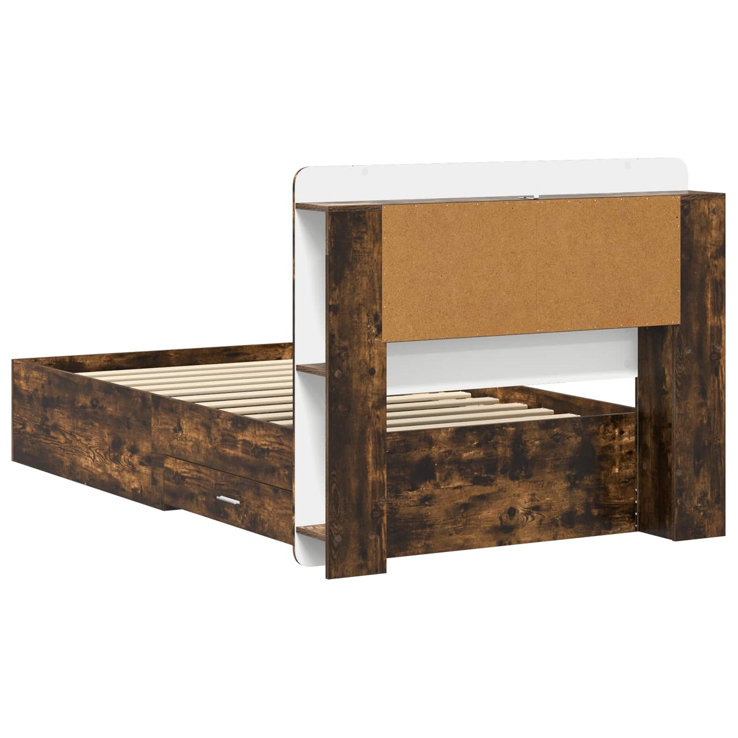 Bed Frame with Storage Smoked Oak 100 x 200 cm Engineered Wood