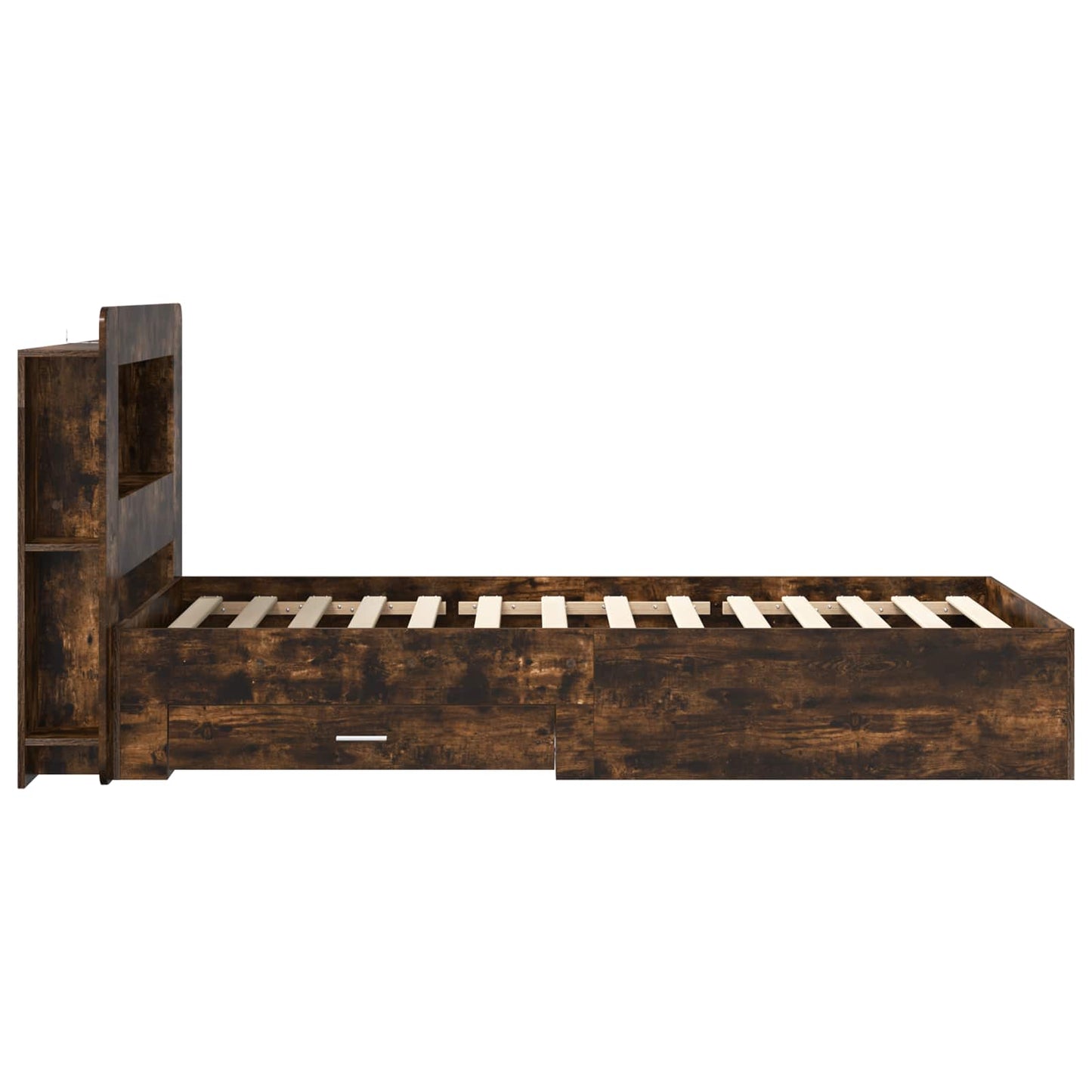 Bed Frame with Storage Smoked Oak 100 x 200 cm Engineered Wood