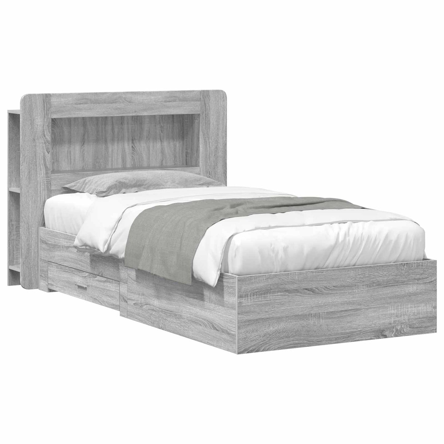 Bed Frame with Storage Grey Sonoma 90 x 200 cm Engineered Wood