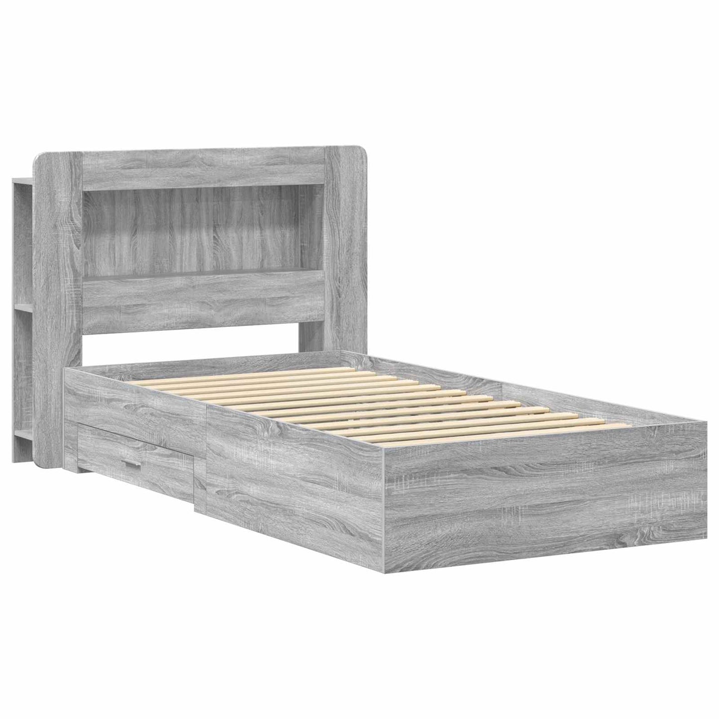 Bed Frame with Storage Grey Sonoma 90 x 200 cm Engineered Wood