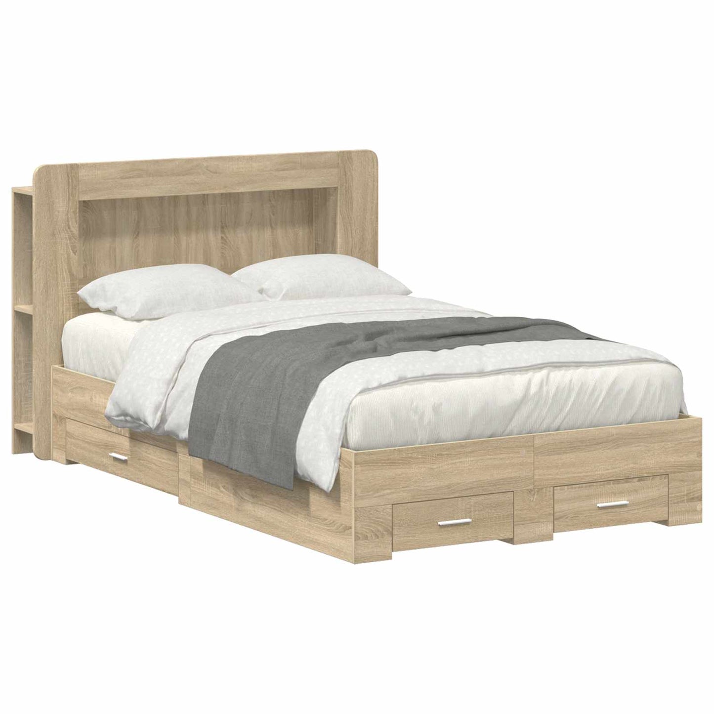 Bed Frame with Storage Sonoma Oak 120 x 200 cm Engineered Wood