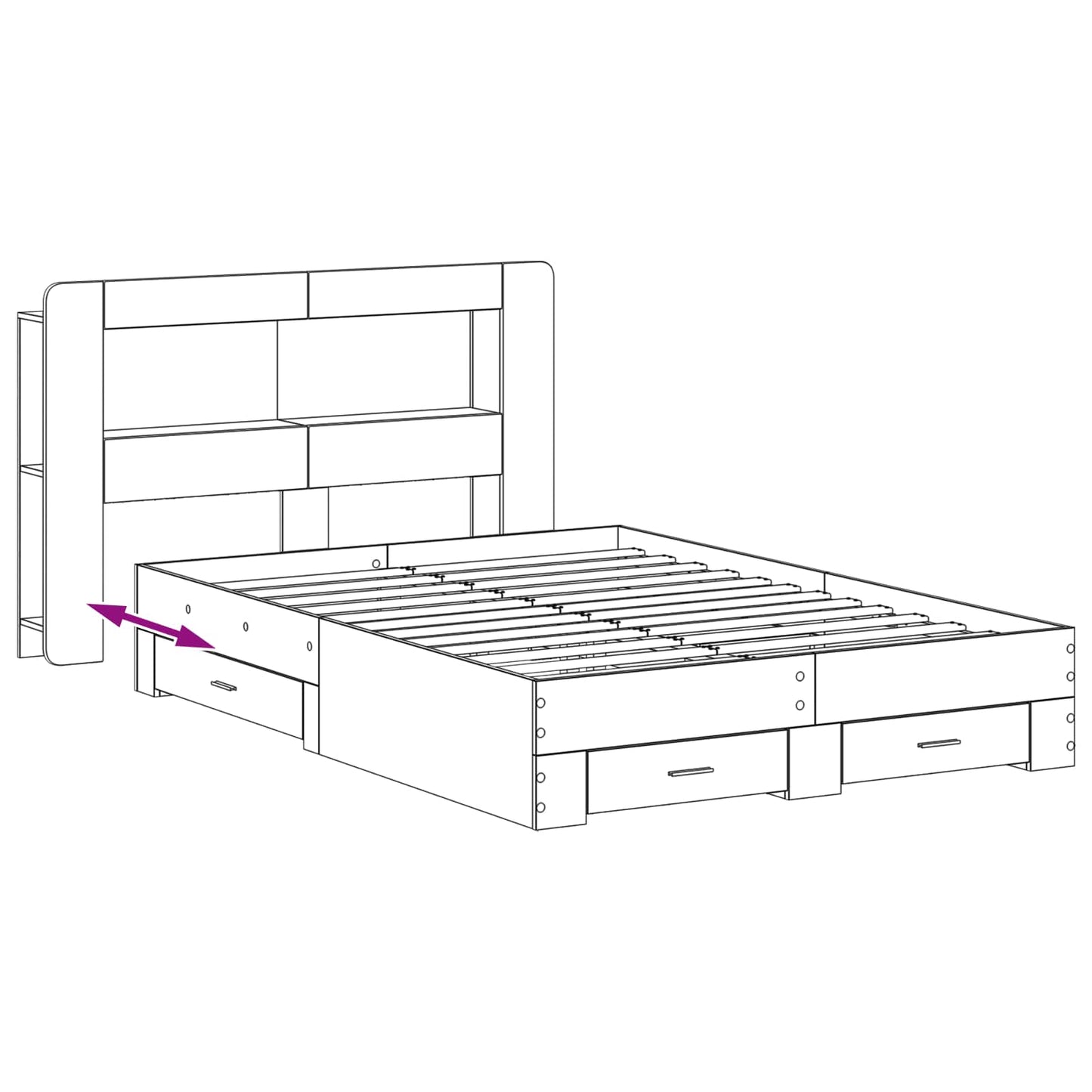 Bed Frame with Storage Grey Sonoma 140 x 200 cm Engineered Wood