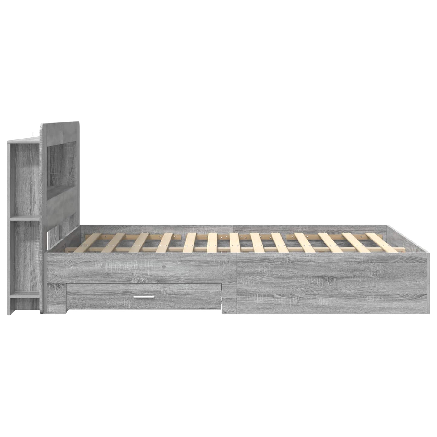 Bed Frame with Storage Grey Sonoma 140 x 200 cm Engineered Wood