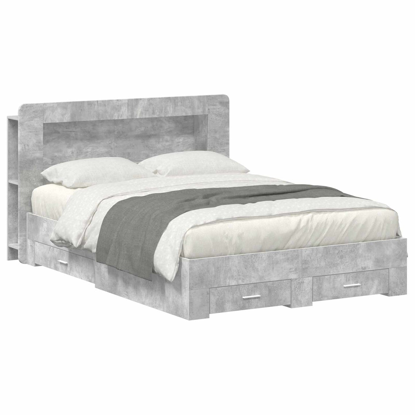 Bed Frame with Storage Concrete Grey 160 x 200 cm