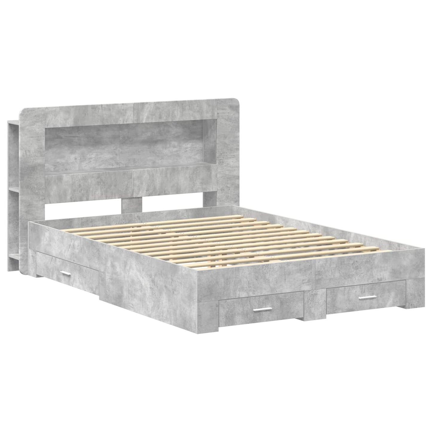 Bed Frame with Storage Concrete Grey 160 x 200 cm