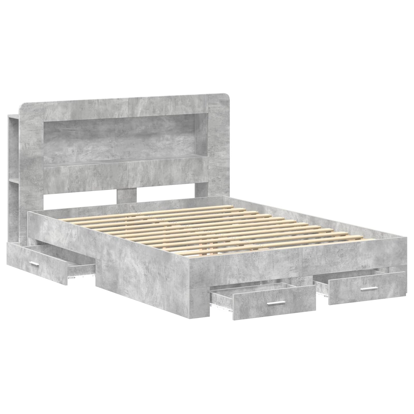 Bed Frame with Storage Concrete Grey 160 x 200 cm
