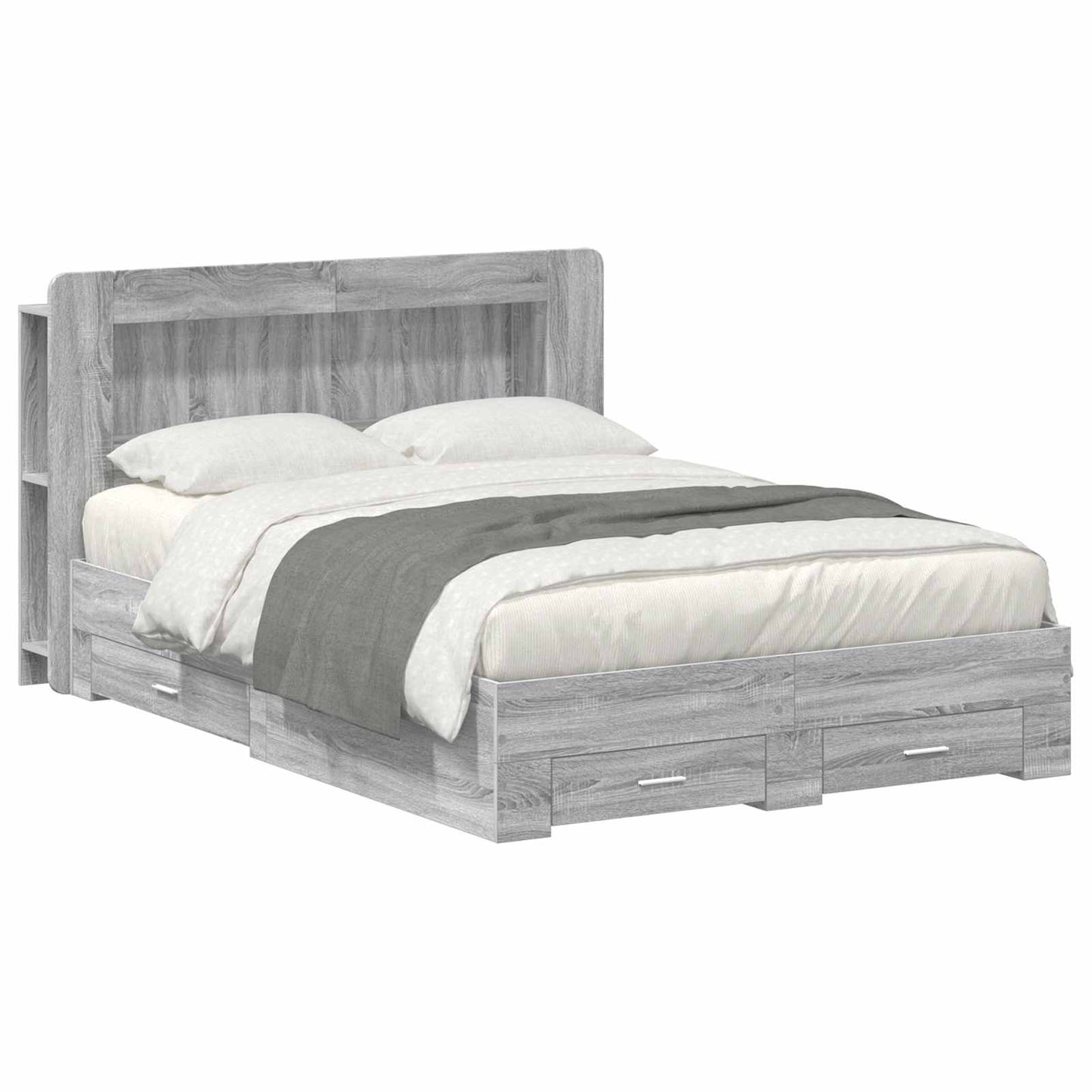 Bed Frame with Storage Grey Sonoma 160 x 200 cm Engineered Wood