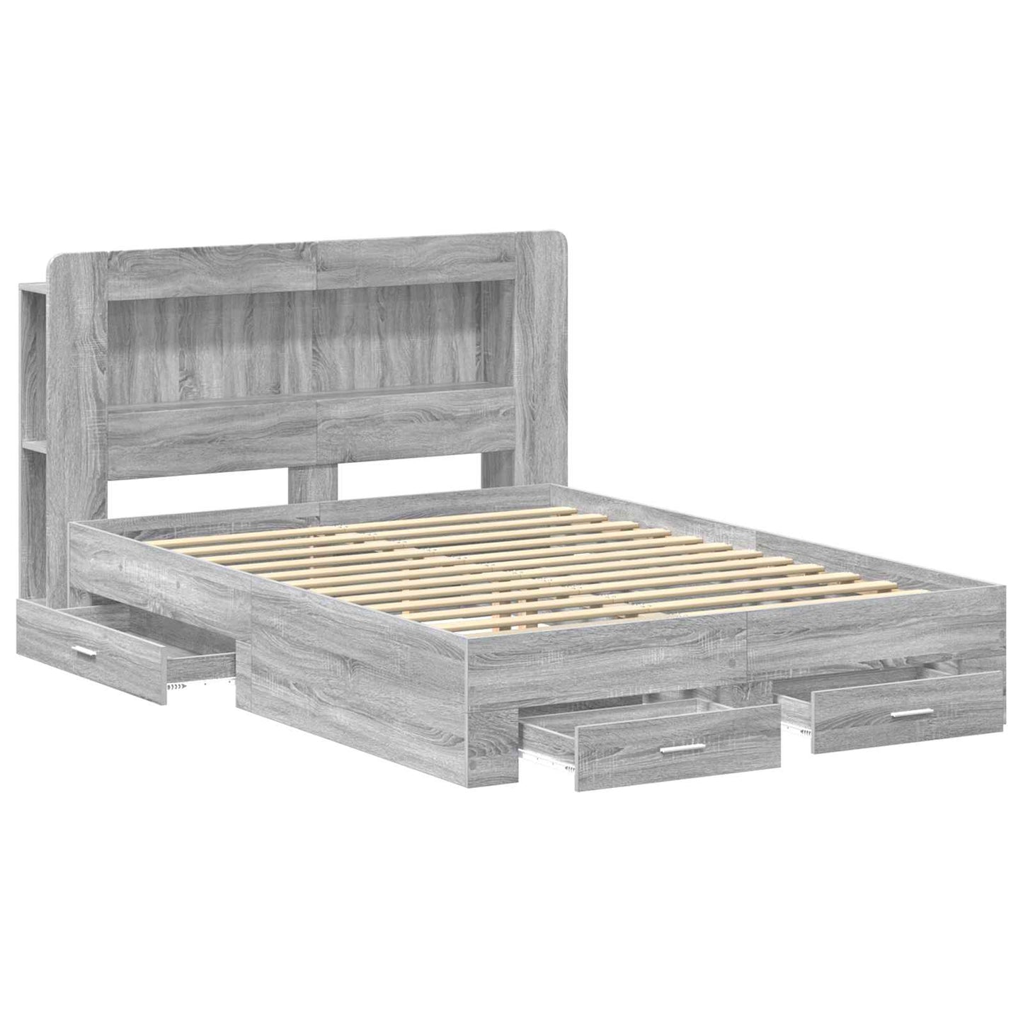 Bed Frame with Storage Grey Sonoma 160 x 200 cm Engineered Wood