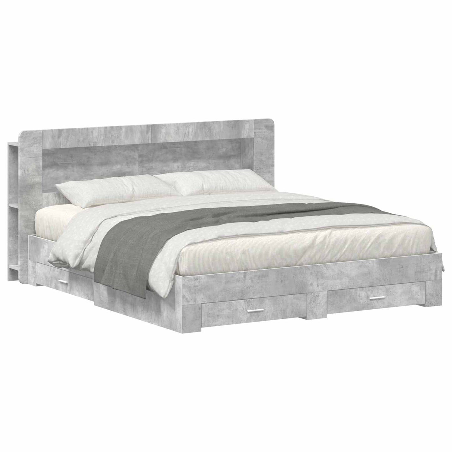 Bed Frame with Storage Concrete Grey 200 x 200 cm