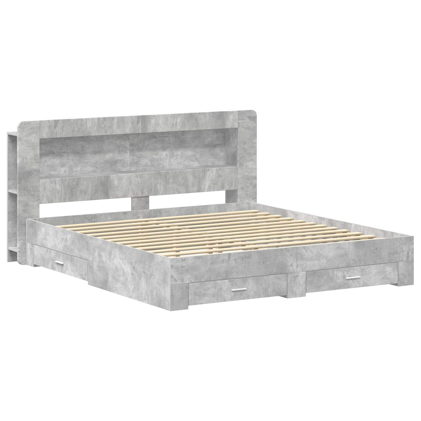 Bed Frame with Storage Concrete Grey 200 x 200 cm