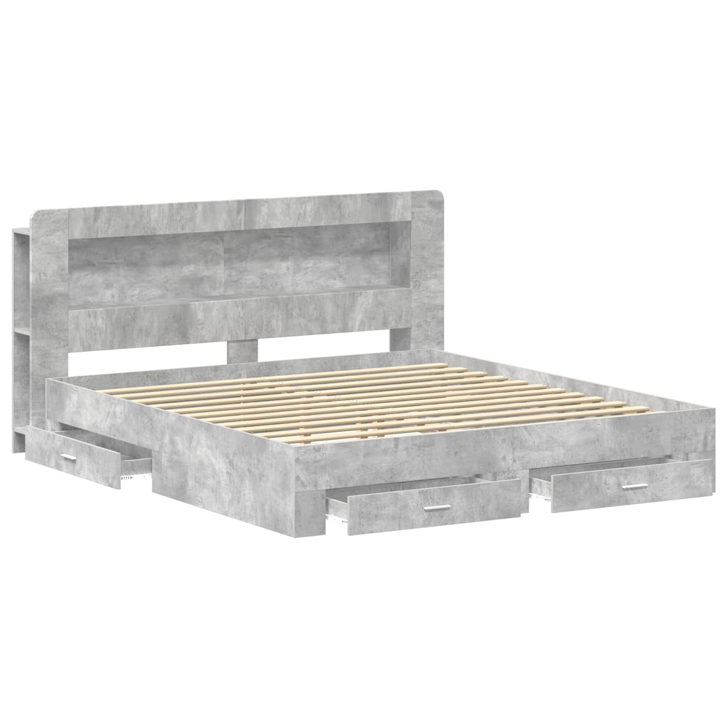 Bed Frame with Storage Concrete Grey 200 x 200 cm
